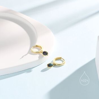 Dangling Oval Black Opal Hoop Earrings, 2 of 11