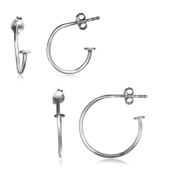 Open Hoop Stud Earrings With Alphabet Charms In Silver, 6 of 7