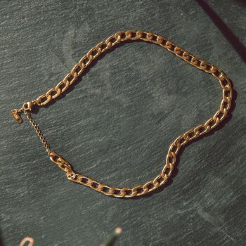 Gold Curb Chain Necklace 18 K Gold Plated, 5 of 9