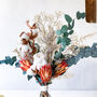 Cotton Blossom And Eucalyptus Bouquet With Proteas, thumbnail 2 of 5