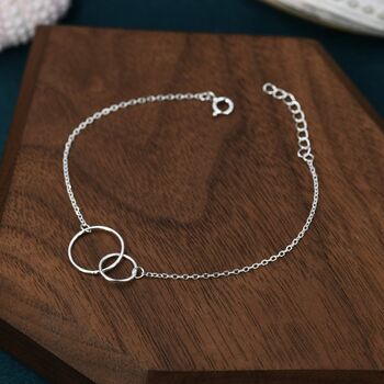 Double Circle Bracelet In Sterling Silver, 6 of 12