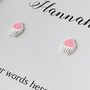 Personalised Sterling Silver Pink Cupcake Earrings, thumbnail 2 of 3