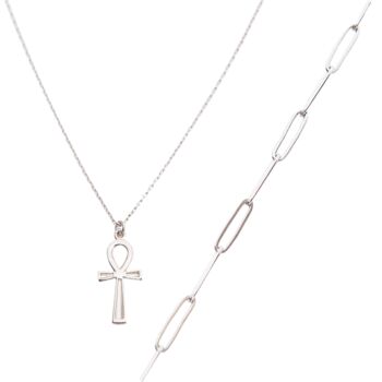 Sterling Silver Egyptian Ankh Chain Necklace Set, 5 of 11
