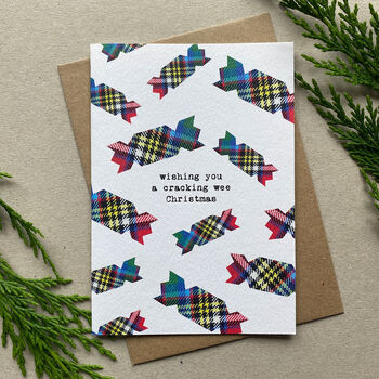 Set Of Six Scottish Christmas Cards With Tartan Pattern, 3 of 9