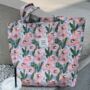 Pink Floral Thin Canvas Shopping Bag, thumbnail 1 of 3
