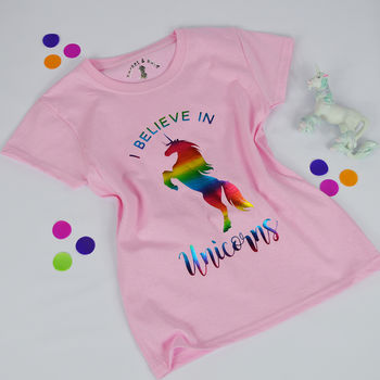 'I Believe In Unicorns' Personalised Kids T Shirt, 4 of 5