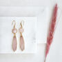Gold Plate Rose Quartz Slice Pendant Earrings, thumbnail 2 of 4