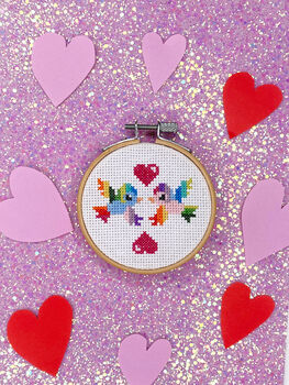 Rainbow Love Birds Cross Stitch Kit, 3 of 8