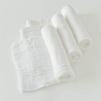 Muslin Square Burp Cloth Pure White Set Of Three, 3 of 5