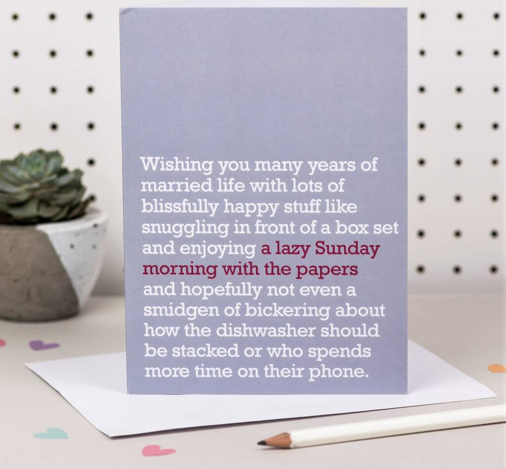 Lazy Sunday Morning : Funny Wedding Card For Couple By The Right Lines | Lazy Sunday Morning : Funny Wedding Card For Couple By The Right Lines |
