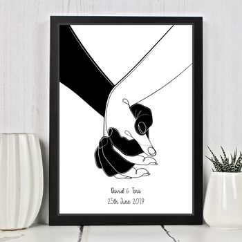 Personalised Romantic Holding Hands Print, 6 of 7