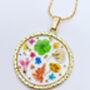 Pressed Flowers Circle Pendant Medium Hand Made, thumbnail 2 of 10