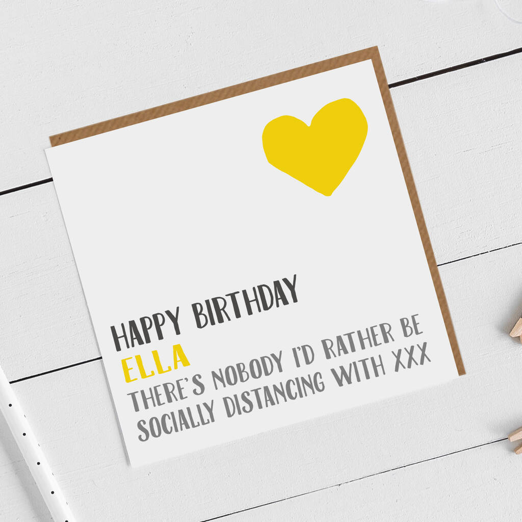 Personalised Socially Distancing Birthday Card By Allihopa