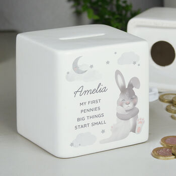 Personalised Baby Bunny Money Box, 3 of 6
