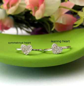 Sterling Silver Textured Heart Ring, 4 of 11