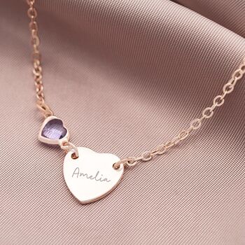 Chloe Heart And Heart Birthstone Personalised Bracelet, 2 of 12
