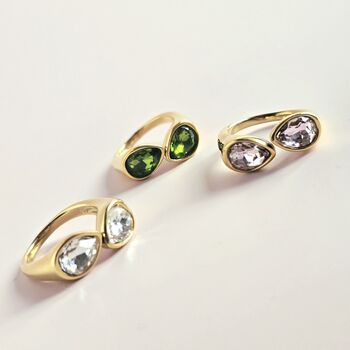 14ct Gold Plated Double Gemstone Ring, 3 of 9