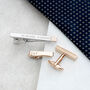 Personalised Silver And Rose Gold Plated Tie Pin And Cufflink Set, thumbnail 10 of 12