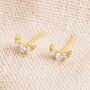 Tiny Crystal Moon Stud Earrings In Gold Plating, thumbnail 3 of 5