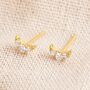 Tiny Crystal Moon Stud Earrings In Gold Plating, thumbnail 3 of 6