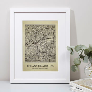 Any UK Address Vintage Style Personalised Map Print, 5 of 8
