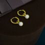 Sterling Silver Dangling White Opal Hoop Earrings, thumbnail 6 of 11