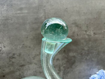 Molten Glass Wine Decanter With Stopper Teak Root Base, 2 of 12