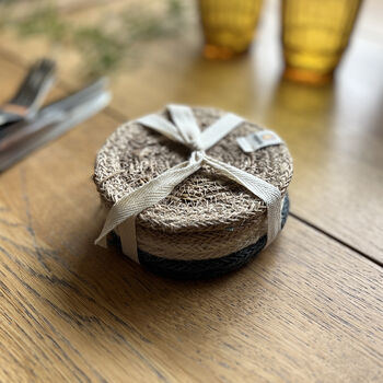 Respiin Set Of Six Seagrass And Jute Coasters Naturals, 2 of 10