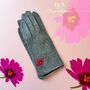 Embroidered Birth Flower Merino Wool Touch Screen Gloves, thumbnail 1 of 12