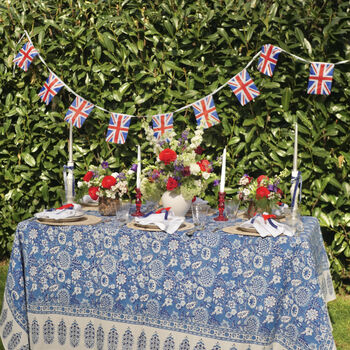 Elizabeth Blue And White Block Print Tablecloth, 9 of 10