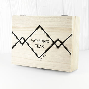 Personalised Gentlemen's Wooden Tea Box With Tea, 5 of 9