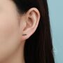 Sterling Silver Cz Bar Huggie Hoop Earrings, thumbnail 8 of 12