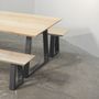 Wood And Steel Dining Table And Bench Set, thumbnail 1 of 7