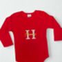 Personalised Embroidered Baby Christmas Pyjama Set With Glitter Initials, thumbnail 2 of 2