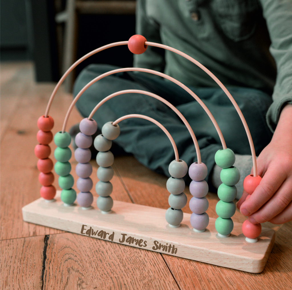 Personalised Rainbow Abacus Baby Toy, 1 of 7