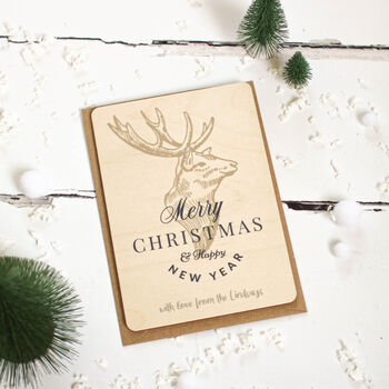 Personalised Christmas Card, Wooden Christmas Card, 3 of 9