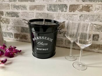 Luxury Black Metal Ice Bucket With Lid French Style, 3 of 8