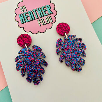 Cheese Leaf Glitter Earrings *More Colours Available*, 4 of 4