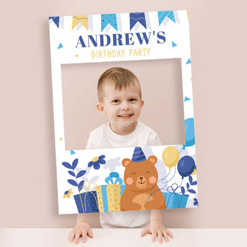 Bear Kids Birthday Party Selfie Frame And Party Sign, 2 of 6