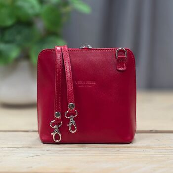 Leather Cross Body Handbag In Red, 3 of 3