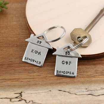 Housewarming Gift New Home House Shaped Keyring, 5 of 8