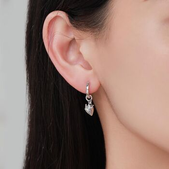 Sterling Silver Anatomical Brain And Heart Asymmetric Huggie Hoop Earrings, 4 of 12