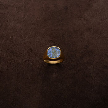 Gold Space Signet Ring Large Stone, Modern Style, Personalised, 2 of 9