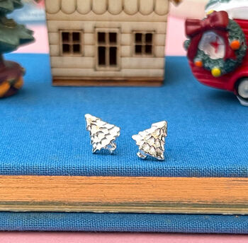 Sterling Silver Small Christmas Tree Earrings, 10 of 12