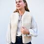 Wool Merino Short Gilet In Beige, thumbnail 1 of 10