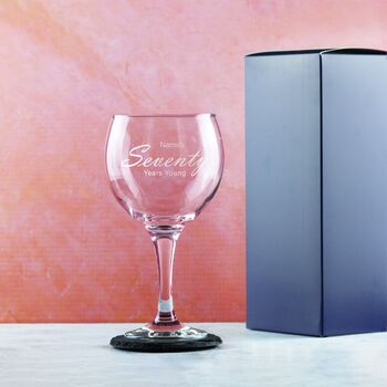 Personalised Years Young 70th Gin Glass, 3 of 8