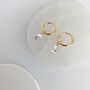 Karma Solid Gold Hoop Earrings With Three Diamonds, thumbnail 3 of 5