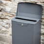 Outside Steel Lidded Post Box In Charcoal Grey, thumbnail 3 of 3