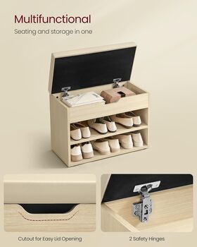 Padded Storage Bench With Three Compartments, 3 of 8