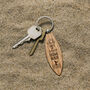 Loft 'Surf More Worry Less' Oak Surfboard Keyring | Birthday | Keepsake | Novelty Keyring, thumbnail 1 of 2